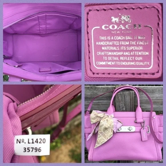 Coach Puce Purple Swagger 37 Bag - Picture 6 of 7